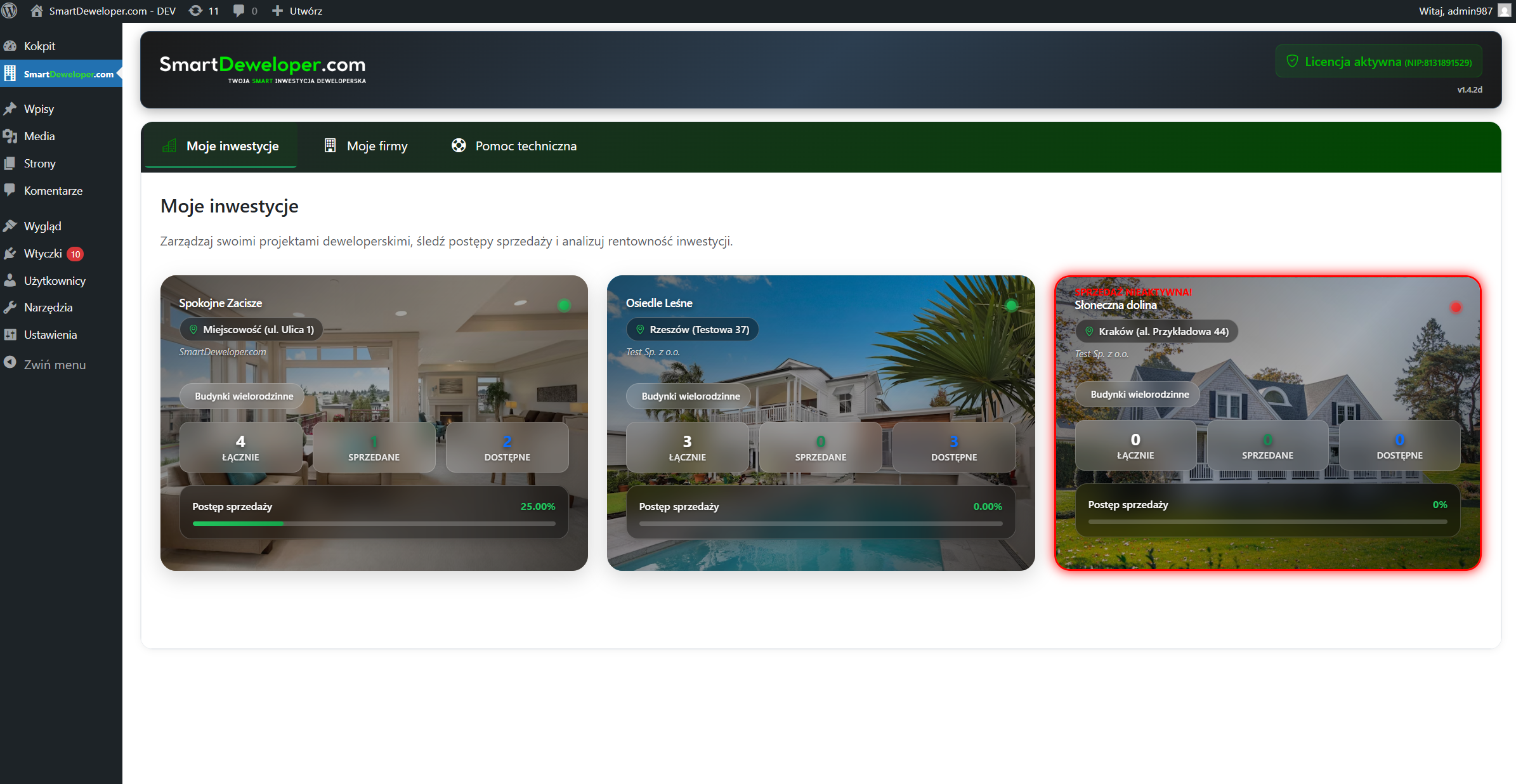 Zarządzanie dostępnością mieszkań - wtyczka dla deweloperów WordPress - zarządzanie cenami i statusami sprzedaży nieruchomości dla deweloperów