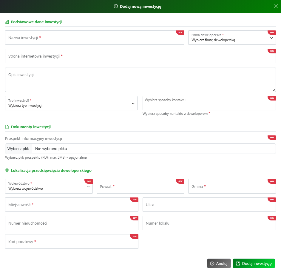 SmartDeweloper.com - dodawanie nowej nieruchomości do systemu - wtyczka CMS WordPress dla dewelopera - sprzedaż lokali, nieruchomości